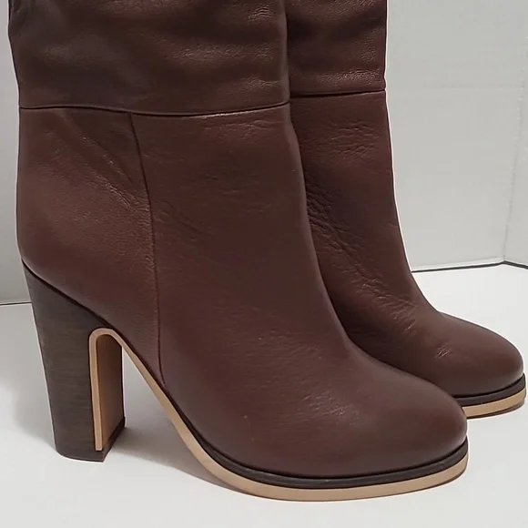 See by Chloe Genuine Brown Leather Heeled Boots Size 7/38 - Picture 3 of 16